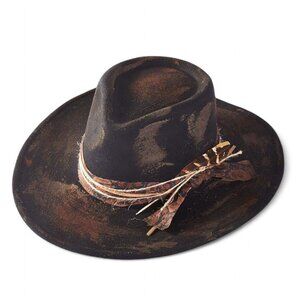 Distressed Designed Cowboy Cowgirl Hat Western Fedora Hat